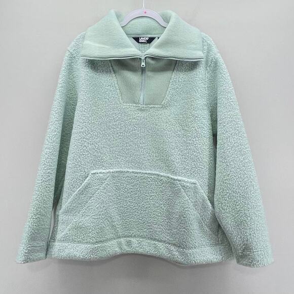 Land’s End Mint Green Cozy Boucle Fleece Pullover - Picture 1 of 7